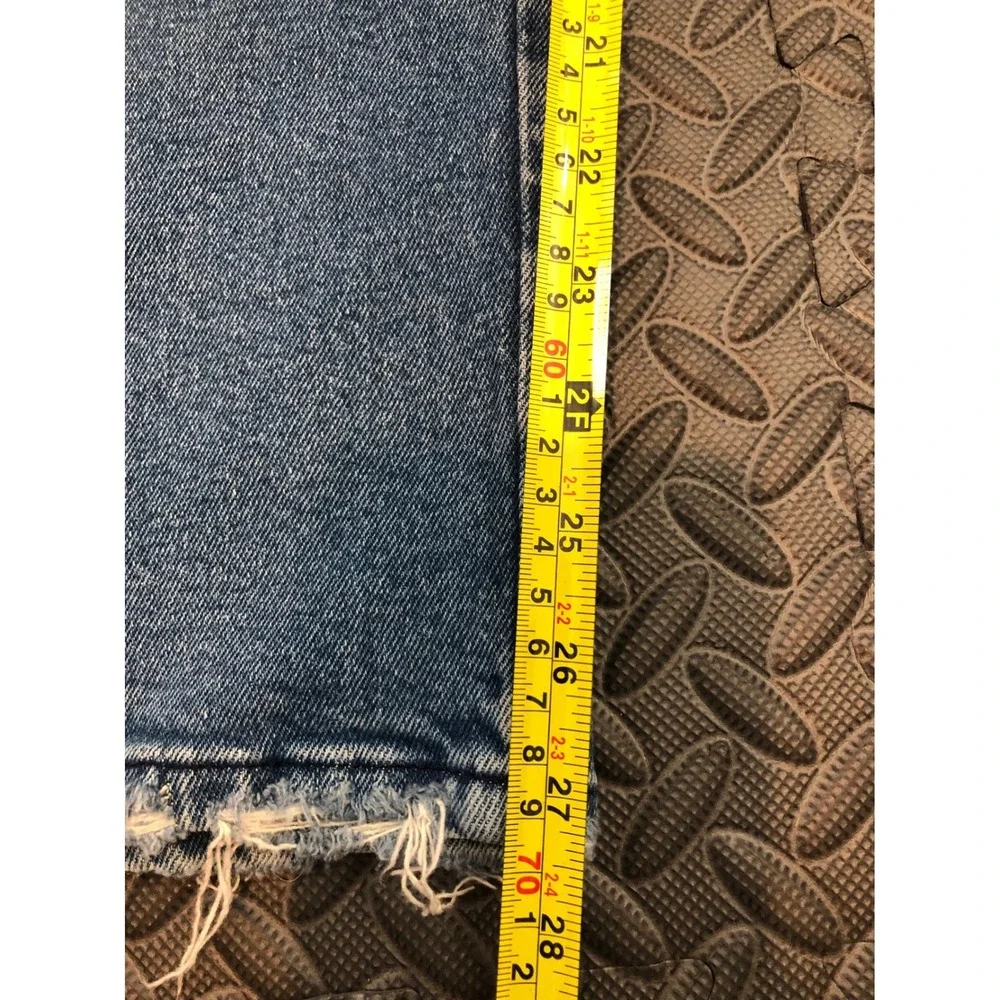 Good American Straight Leg Jeans Womens 28 Plus‎ Blue Raw Hem Stretch GCSNF144T